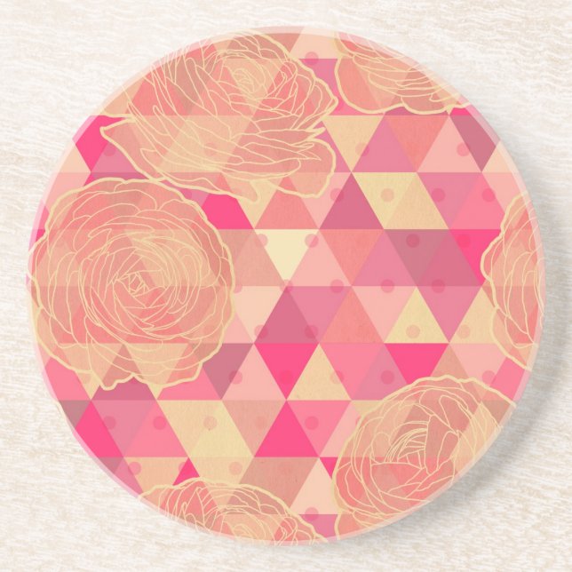 Flower geometrical pattern coaster (Front)