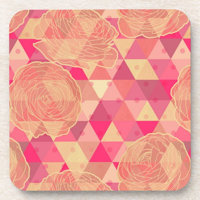 Flower geometrical pattern coaster (Front)