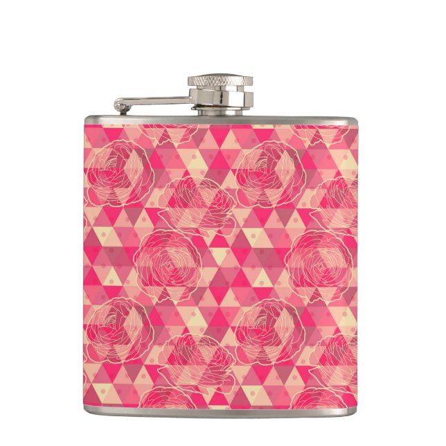 Flower geometrical pattern hip flask (Front)