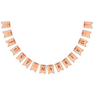 Flower Gerbera on Abstract peach Wedding Bunting