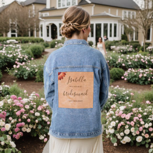 Flower Gerbera on Abstract peach Wedding Denim Jacket