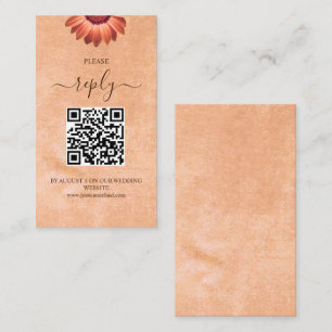 Flower Gerbera on Abstract peach Wedding Enclosure Card