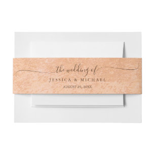Flower Gerbera on Abstract peach Wedding Invitation Belly Band