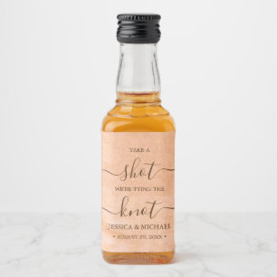 Flower Gerbera on Abstract peach Wedding Liquor Bottle Label