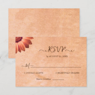 Flower Gerbera on Abstract peach Wedding RSVP Card