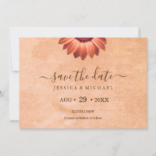 Flower Gerbera on Abstract peach Wedding Save The Date