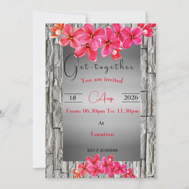 Flower getting together Invitation (Front)
