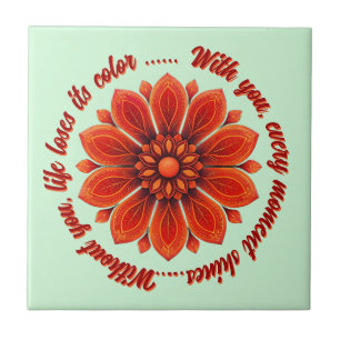 FLOWER GIFT MOM DAUGHTER SISTER TEACHER FRIEND CERAMIC TILE