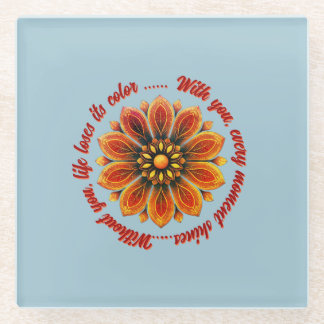 FLOWER GIFT MOM DAUGHTER SISTER TEACHER FRIEND GLASS COASTER