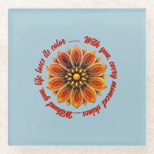 FLOWER GIFT MOM DAUGHTER SISTER TEACHER FRIEND GLASS COASTER (Front)