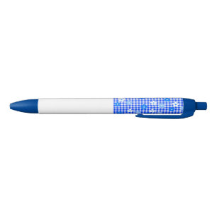 Flower & Gingham Check (Blue) Black Ink Pen