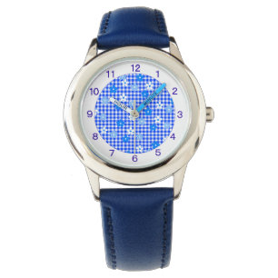 FLOWER GINGHAM CHECK BLUE WATCH