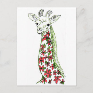 Flower Giraffe Art Postcard