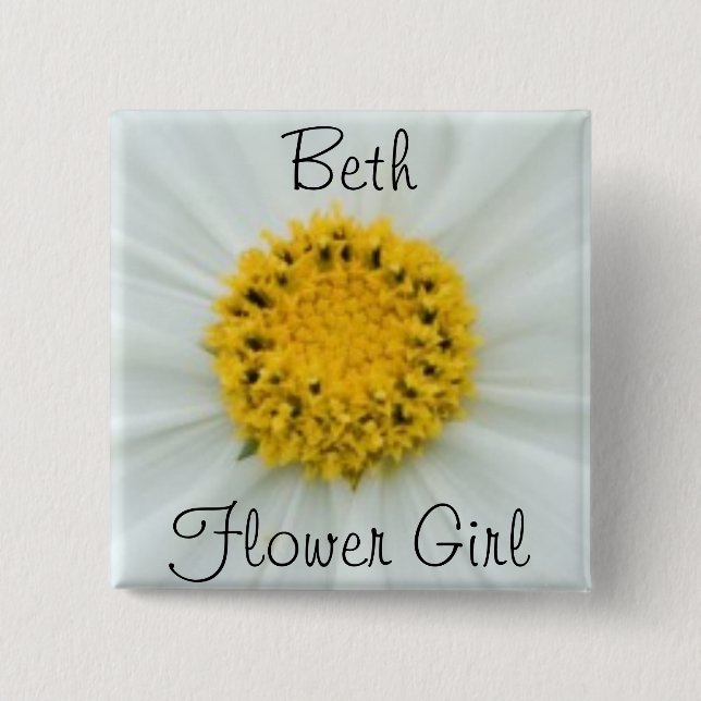 Flower Girl 15 Cm Square Badge (Front)