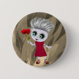 flower girl 6 cm round badge