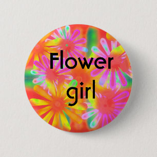 flower girl 6 cm round badge