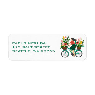 Flower Girl Bicycle Cute CUSTOM Mailing Address Return Address Label