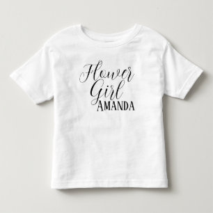 Flower Girl Black Modern Script Custom Wedding kid Toddler T-Shirt