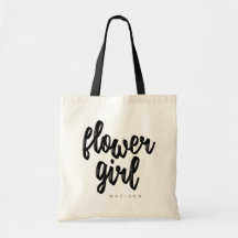 Flower Girl Black Script Tote Bag - Customisable