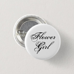 Flower Girl Black & White Button