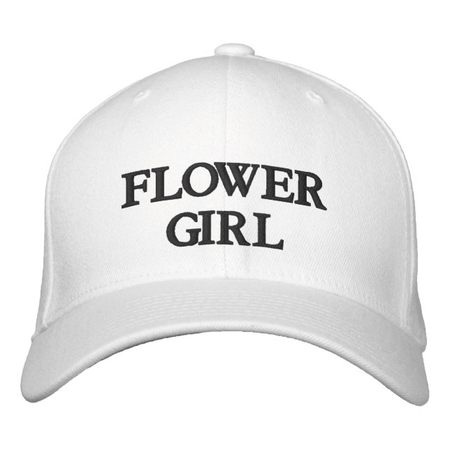 Flower Girl black white elegant Chic wedding tribe Embroidered Hat (Front)