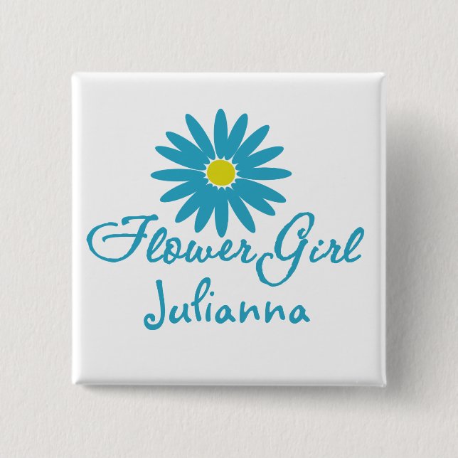 Flower Girl/ Blue Daisy 15 Cm Square Badge (Front)