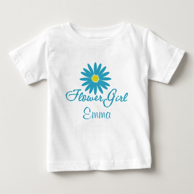 Flower Girl/ Blue Daisy Baby T-Shirt (Front)