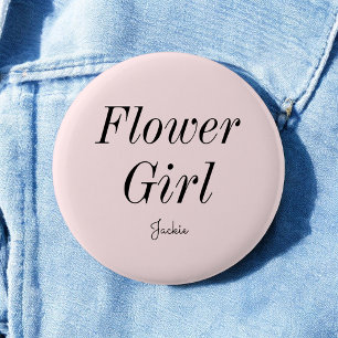Flower Girl Blush Pink Black Wedding 6 Cm Round Badge