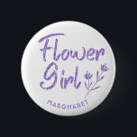 Flower Girl Bridal Shower pin violet<br><div class="desc">Glittering Flower Girl pin for Bridal shower or Wedding party will look great with any outfit. Pin can be personalised with Flower girl's name or any other detailes. Different colour options available.</div>