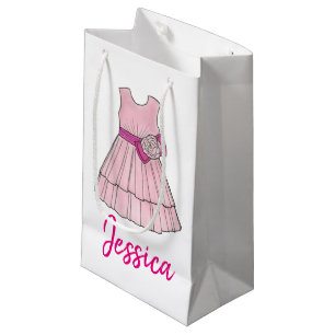 Flower Girl Bridal Wedding Party Pink Gown Small Gift Bag