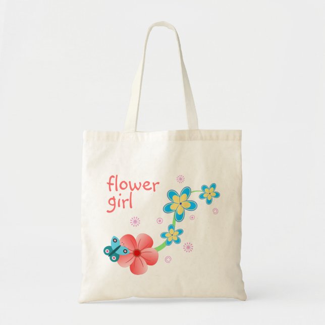 Flower Girl Butterfly Floral Wedding Attendant Tote Bag (Front)