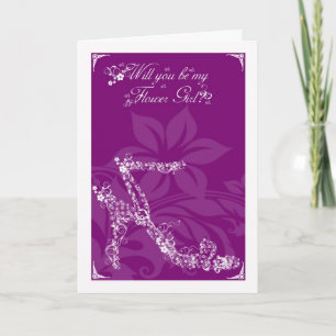 Flower Girl Card, Will you be my Bridesmaid floral Invitation