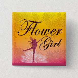 Flower Girl Dancing Fairy 15 Cm Square Badge