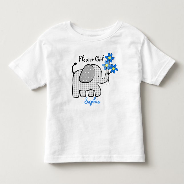 Flower Girl Elephant with Pink Flowers Toddler T-Shirt (Front)
