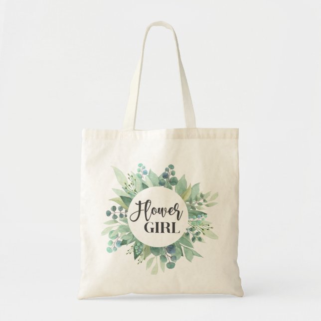  Flower Girl Eucalyptus Greenery Wedding Tote Bag (Front)