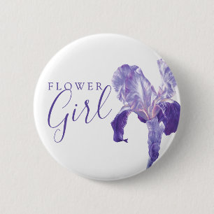 flower girl flag iris purple wedding pin / button