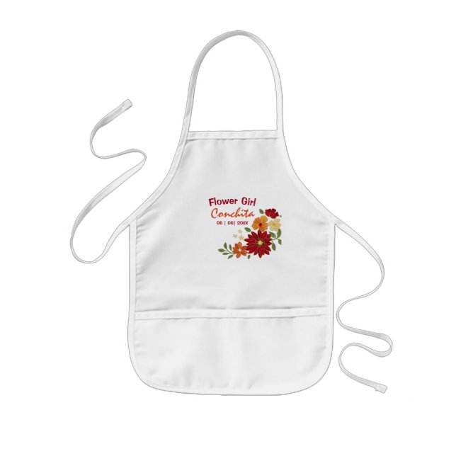 Flower Girl Floral Deep Orange, Yellow tones Kids Apron (Front)