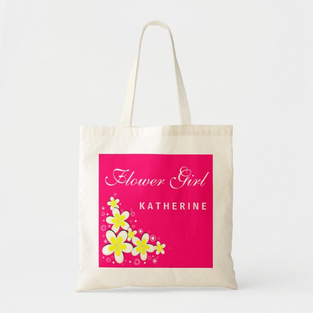 Flower Girl Frangipani Floral Budget Tote Bag (Front)