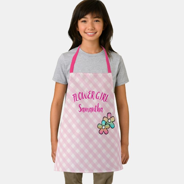 Flower Girl Gingham, Hippy Flowers Apron (Insitu)