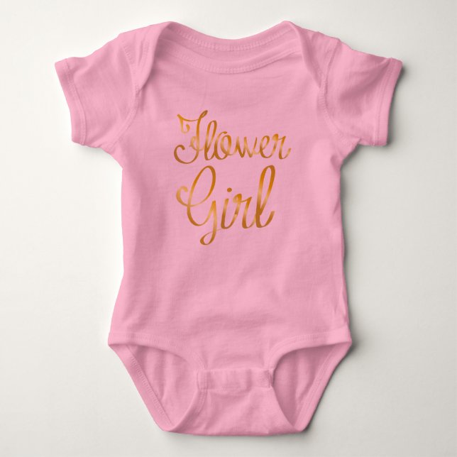 Flower Girl Gold and Pink Tutu Baby Bodysuit (Front)