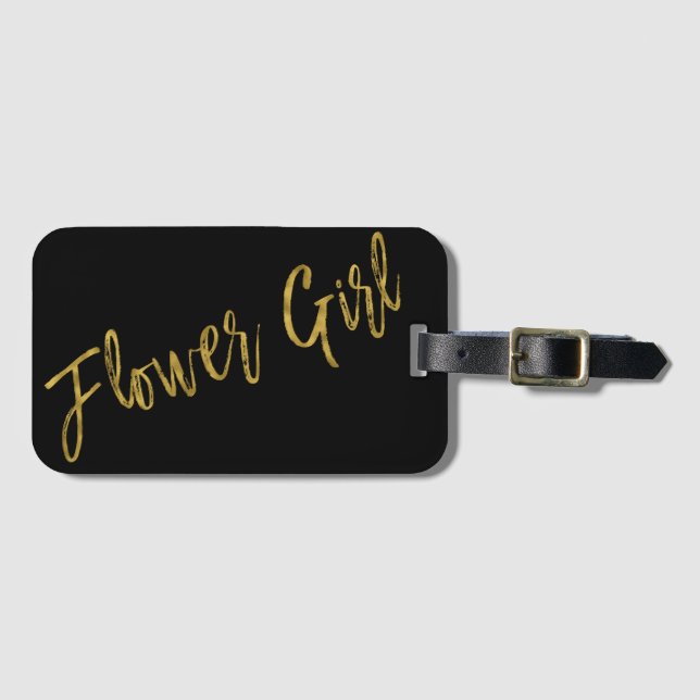 Flower Girl Gold Foil Luggage Bag Tag (Front Horizontal)
