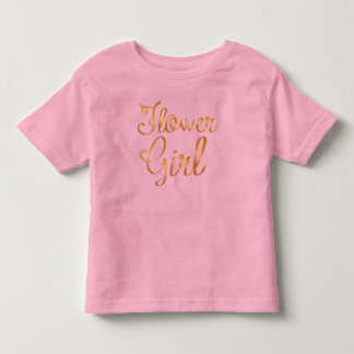 Flower Girl Gold Ruffle Pink Tee