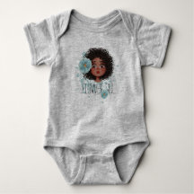 Flower girl grey, blue baby bodysuit