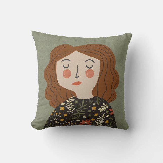 Flower girl illustration cushion (Front)