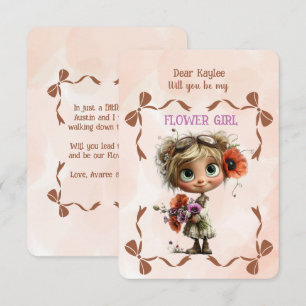 Flower Girl Invitation Floral Blue Watercolor