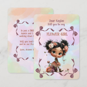 Flower Girl Invitation Floral Blue Watercolor
