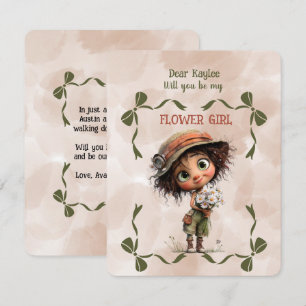 Flower Girl Invitation Floral Brown Watercolor