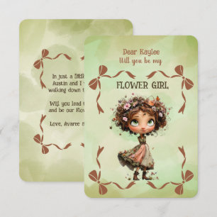 Flower Girl Invitation Floral Green Watercolor