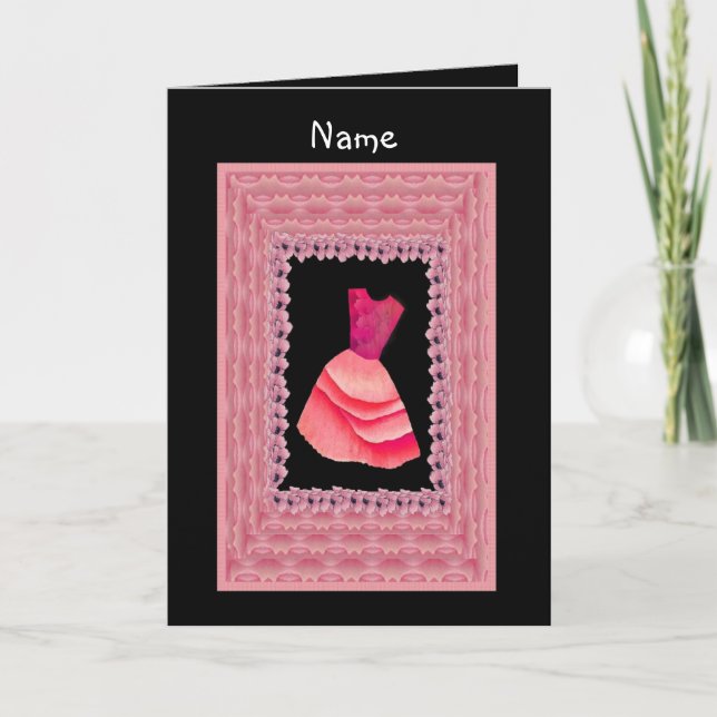 FLOWER GIRL Invitation - PEACH & RED Dress (Front)