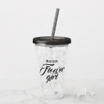 Flower Girl Name Black Minimal Modern Wedding Gift Acrylic Tumbler<br><div class="desc">Custom Name and monogram letter Flower Girl Name simple modern minimalist black and white ypography Bridal shower and Wedding party personalised Gifts Clear acrylic Tumblers with lid and straw</div>